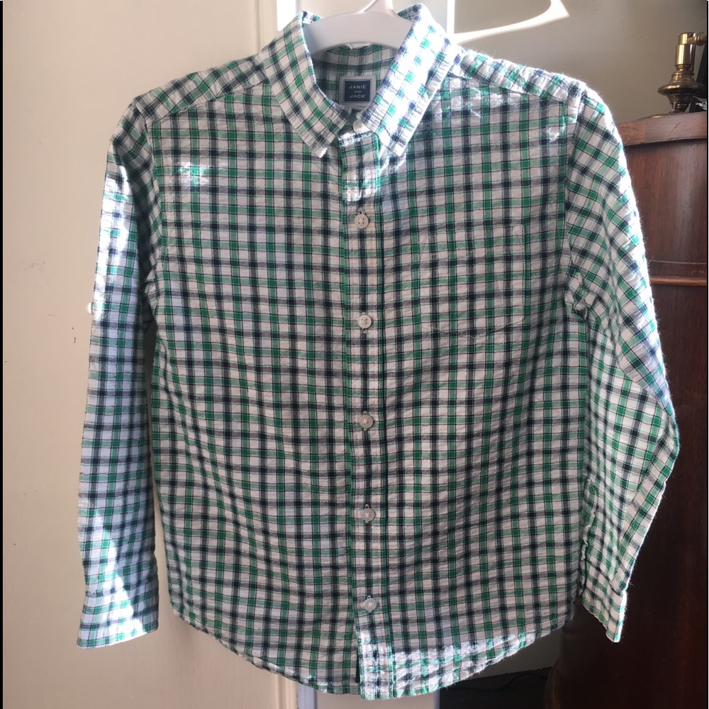 Janie and jack button down cotton plaid shirt